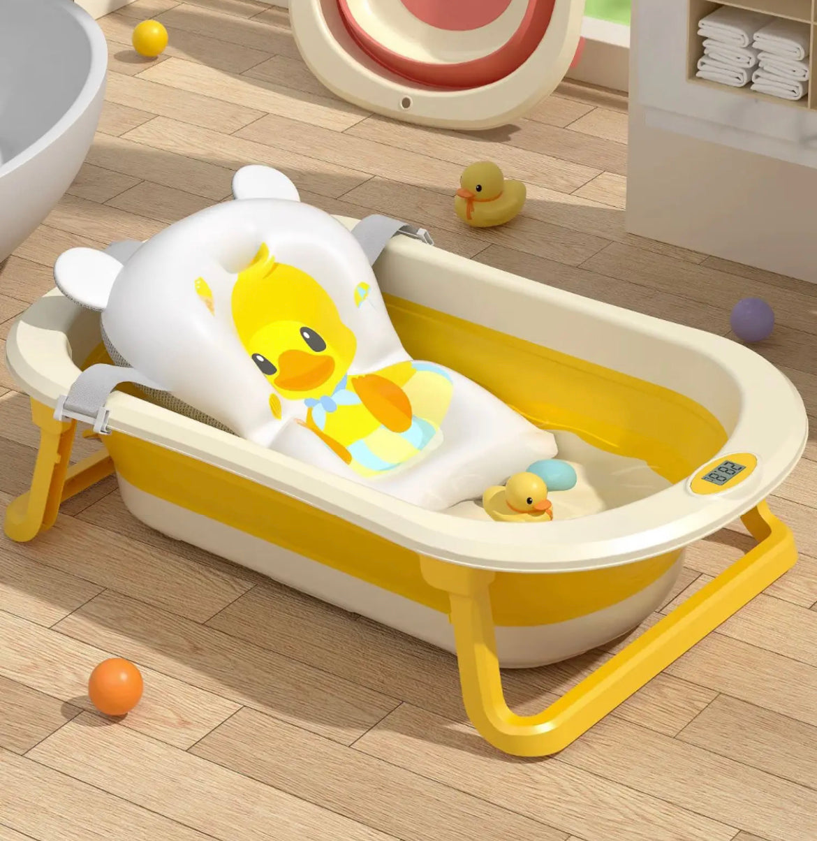 Premium Folding Pet Bathtub | Smart Temperature Sensor & Space-Saving Spa Tub