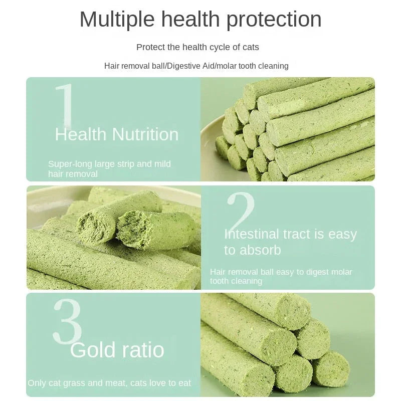 Natural Cat Grass Teething Sticks | Chicken & Grass Dental Treat